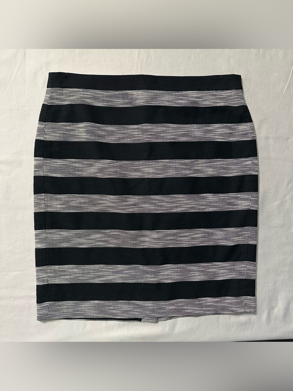 J.Crew The Pencil Skirt Black White Striped Cotton Blend Career Sz 14